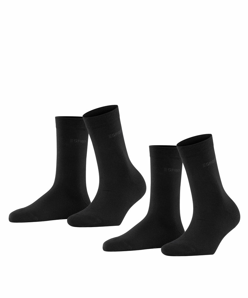 Esprit Women`s Basic Socks Damen Socken 2 Paar schwarz