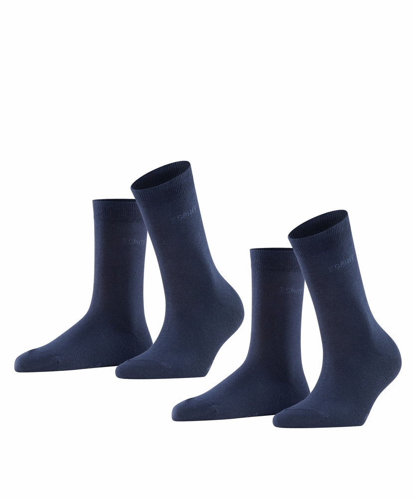 Esprit Women`s Basic Socks Damen Socken 2 Paar blau